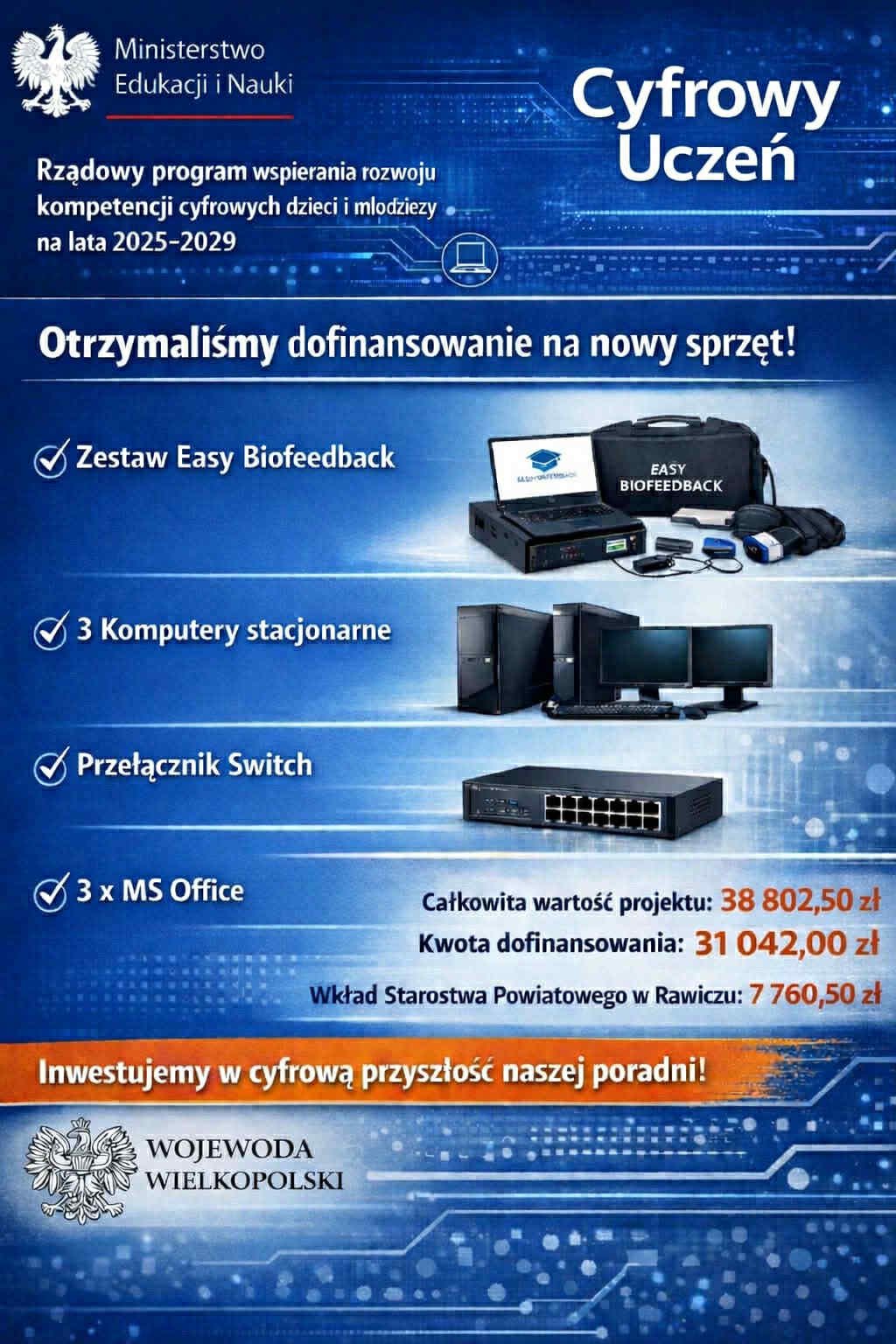 Dofinansowanie w ramach rządowego programu „Cyfrowy Uczeń” w naszej poradni.